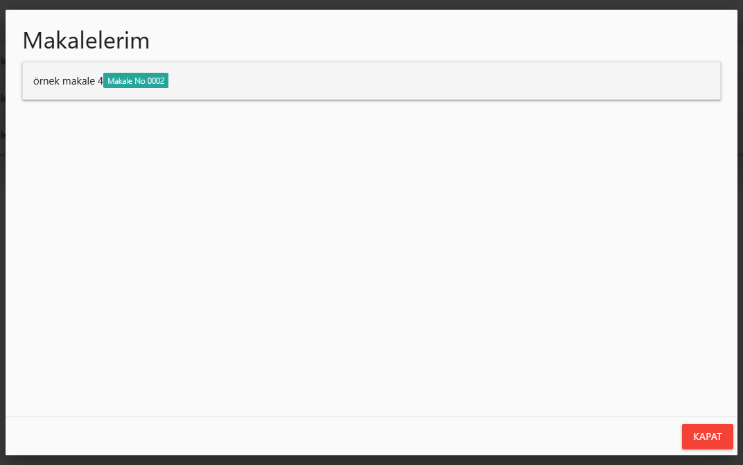 Makalelerim Bölümü