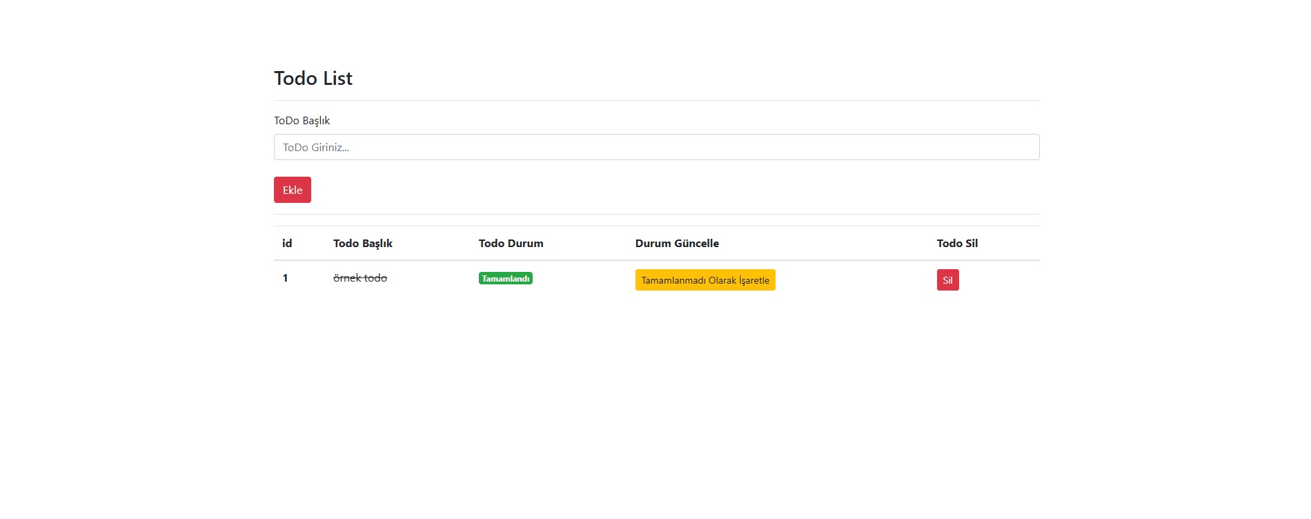 Flask Todo App Tamamlanmış Görevler
