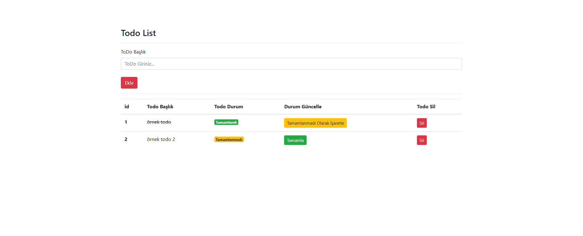 Flask Todo App Tamamlanmış Görevler